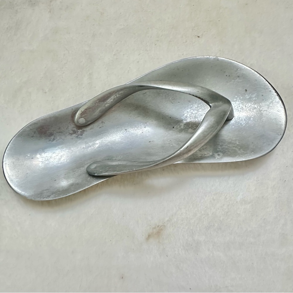 Unique Vintage Solid Aluminum Metal Flip Flop Sandal Trinket Dish